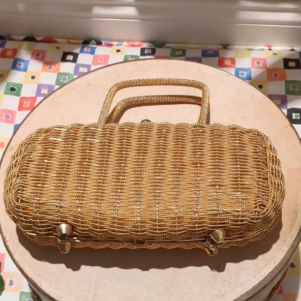 Chic Gold Woven Clutch